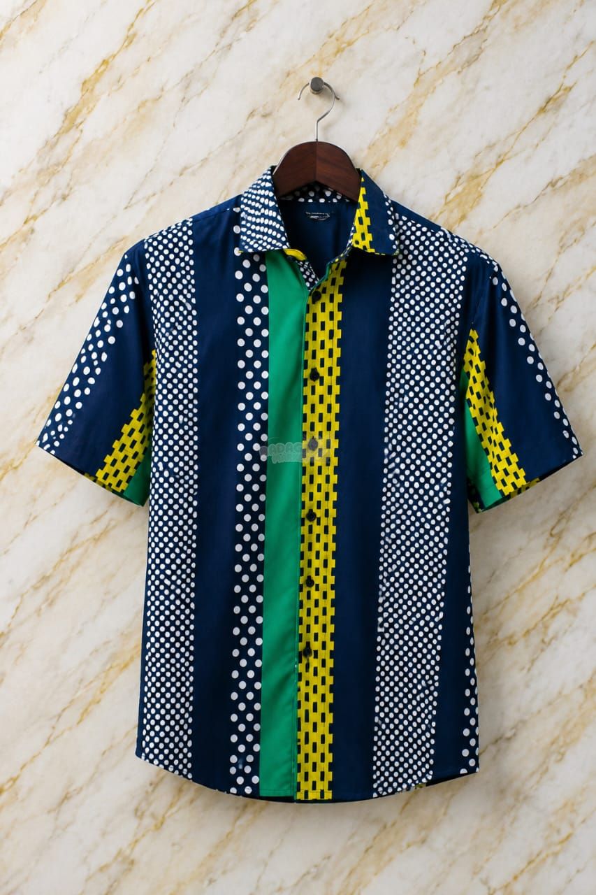 Men's Stylish Colourful Patterned Short-Sleeve Shirt