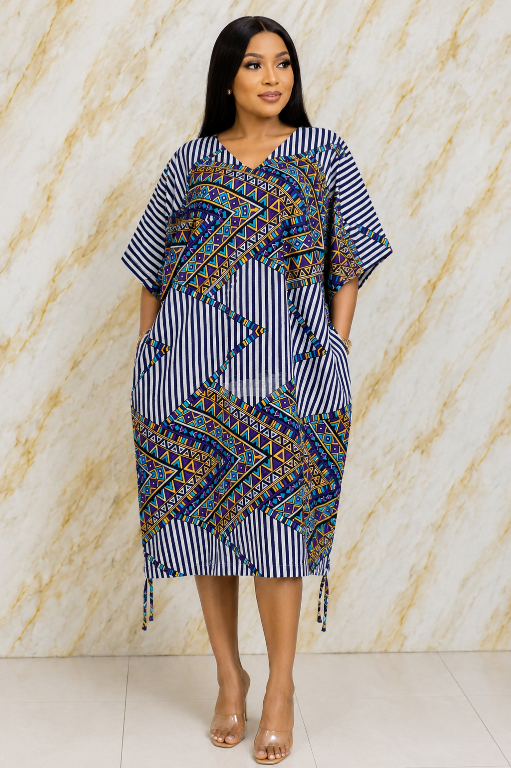 Women's Ankara Short Gown – Stylish Free-Size African Print Dress